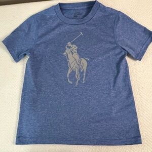 POLO Ralph Lauren Horse Logo Blue Performance Short Sleeve Tee Youth Boys Sz 6